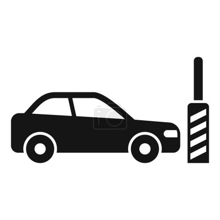 Icono negro simplista con una vista lateral de un coche y un letrero de lavado de coches