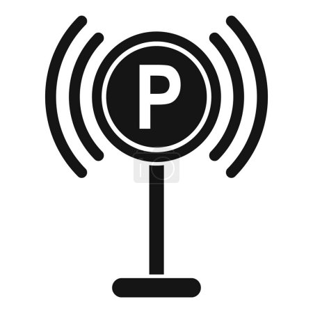 Black and white vector illustration of a simple parking sensor icon symbolizing automotive safety and aid in vehicle navigation and assistance