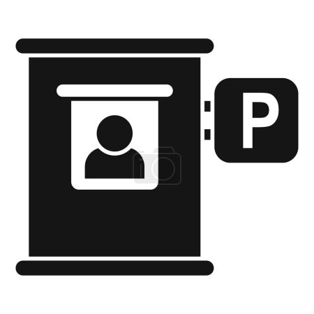 Flaches Design-Symbol einer Parkuhr mit Personensilhouette im Display