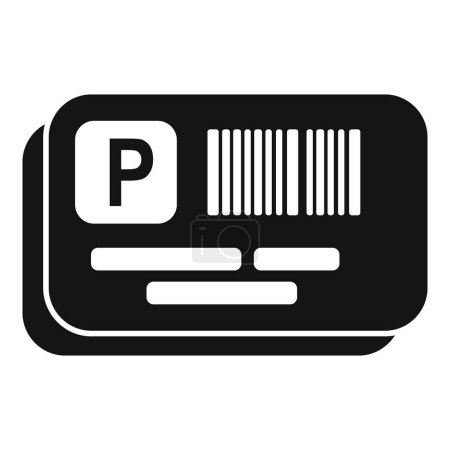 Schwarz-weiße Vektorillustration eines Parkscheins mit Großbuchstaben p und Barcode
