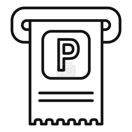 Black and white line art illustration of a parking receipt from a ticket dispenser