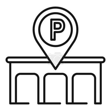 Simple line drawing of a parking lot with a location pin indicating available parking space