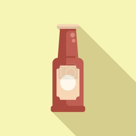 Ilustración de Ilustración vectorial simple de una botella de cerveza en un estilo moderno de diseño plano sobre un fondo pastel - Imagen libre de derechos