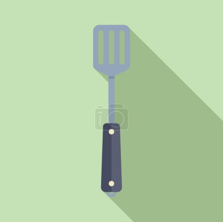Modern flat design vector illustration of a kitchen spatula with shadow, on a dualtone pastel background