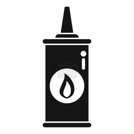 Illustration for Simplified illustration of an oil can in black and white with a flame symbol - Royalty Free Image
