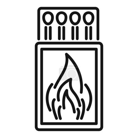Schwarz-weißes Symbol einer Streichholzschachtel mit stilisierter Flamme, ideal für Designs