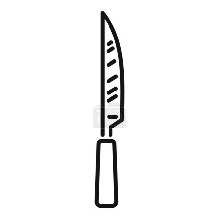 Black and white line art of a chefs knife, ideal for culinary graphics