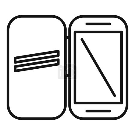 Téléchargez les illustrations : Illustration vectorielle en noir et blanc de deux smartphones, côte à côte - en licence libre de droit