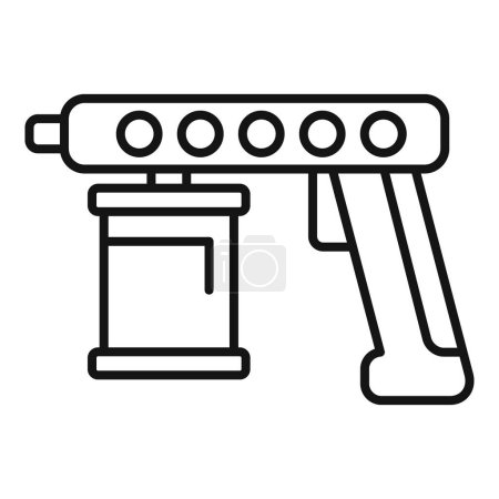 Simplistic line drawing icon of a paint sprayer, perfect for instructional material and design