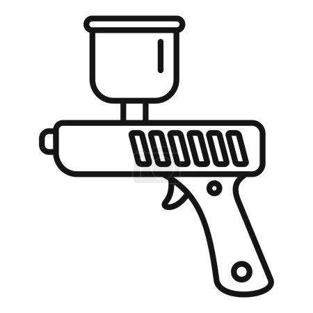 Art linéaire noir et blanc d'un pistolet pulvérisateur de peinture portatif pour travaux automobiles ou artistiques