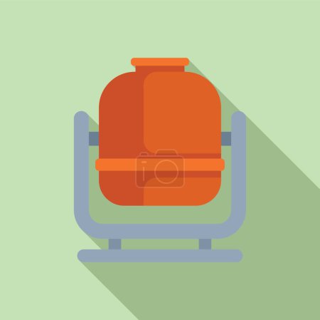 Ilustración vectorial de un tanque de gas propano naranja de diseño plano sobre un fondo verde pastel