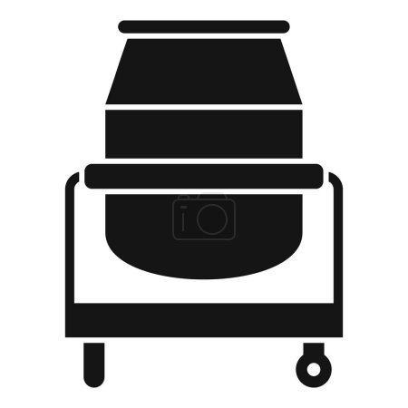 Téléchargez les illustrations : Icône noire et blanche d'une ponceuse à tambour industrielle pour le travail du bois et du métal - en licence libre de droit