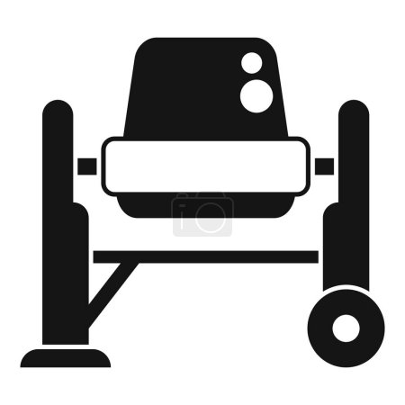 Concrete mixer icon illustration for construction industry projects and machinery design, featuring a black and white silhouette vector graphic. Perfect for architectural and engineering works