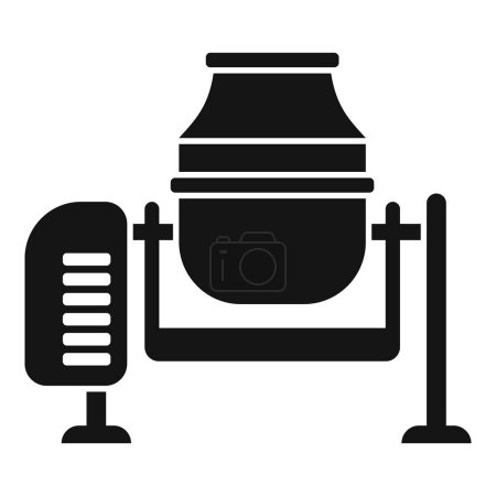 Graphical icon showcasing a classic microphone with adjustable stand in solid black