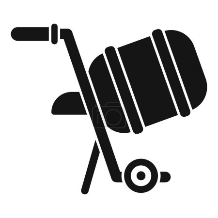 Vector icon featuring the silhouette of a hand dolly or trolley carrying a large barrel, in bold black
