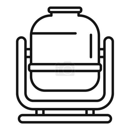 Illustration vectorielle en noir et blanc d'une icône de réservoir de gaz propane dans le style line art