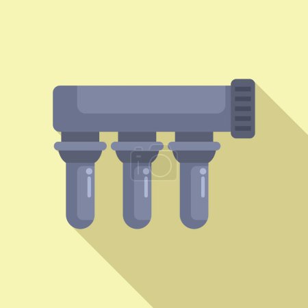 Flat design icon of a domestic reverse osmosis water purification system with three filters