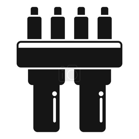 Black and white vector silhouette illustration of various electric plug adapters