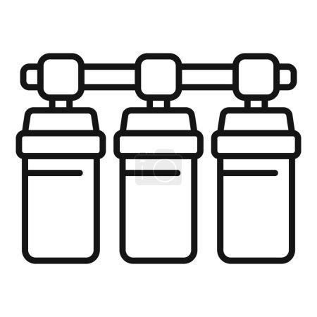 Minimalist black and white vector representation of three spice containers on a rack