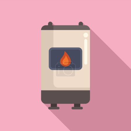 Icône vectorielle d'un appareil de chauffage domestique contemporain avec un indicateur de flamme visible