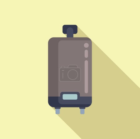 Flat design vector illustration of a contemporary home water heater with a shadow