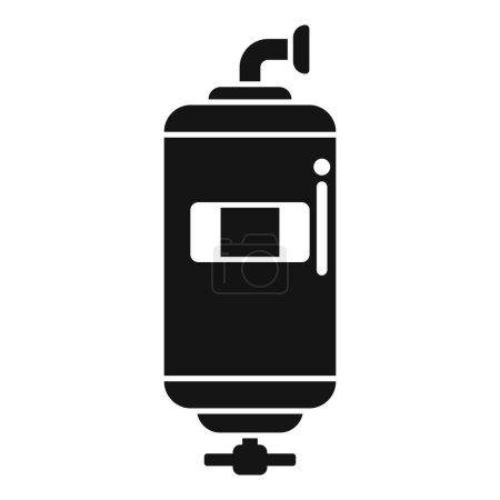 Ilustración vectorial de un icono negro que representa un pequeño calentador de agua instantáneo, ideal para manuales e infografías