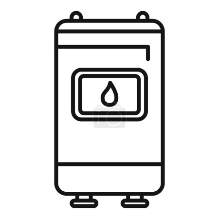 Black and white outline illustration of a domestic water heater, suitable for icons and infographics