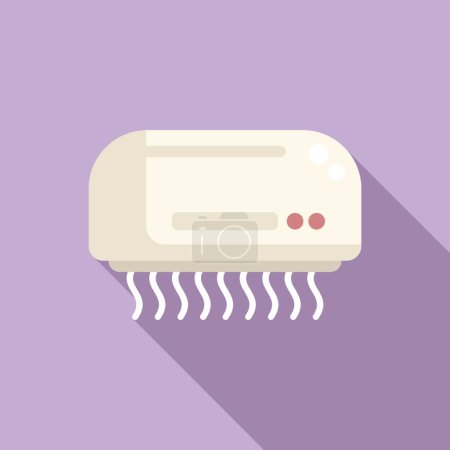 Flat design icon of a modern white air conditioner with a minimalistic purple backdrop