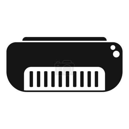 Minimalistic vector illustration of a harmonica icon in black and white, suitable for musical themes