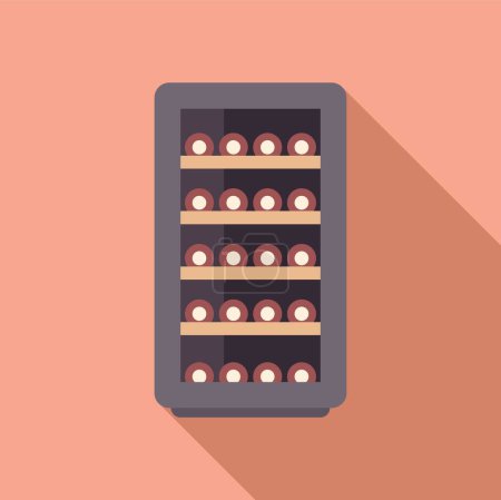Illustration for Minimalist vector illustration of a flat design wine rack filled with bottles on a warm background - Royalty Free Image