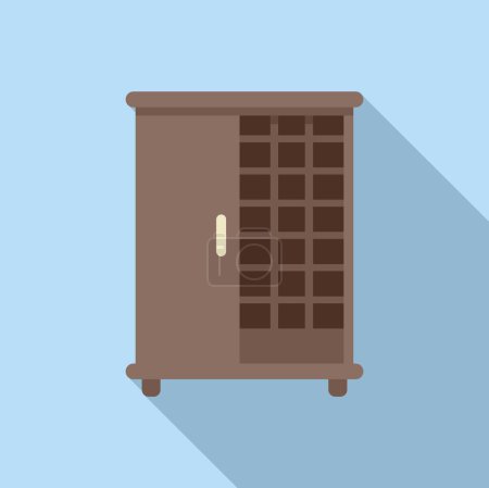 Vector illustration of a minimalist wooden cabinet with shadow, perfect for interior design themes