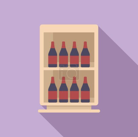 Illustration for Flat design vector illustration of a stylish wine rack with bottles - Royalty Free Image