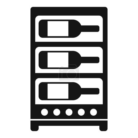 Illustration for Modern wine cooler refrigerator icon with vector graphic for bottles storage and temperature control in a sleek black and white design, perfect for the home bar or kitchen - Royalty Free Image