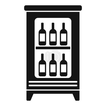 Illustration for Modern minimalist wine refrigerator icon illustration in black and white, featuring a sleek and elegant design for convenient and stylish beverage storage and cooling in the kitchen or home bar - Royalty Free Image