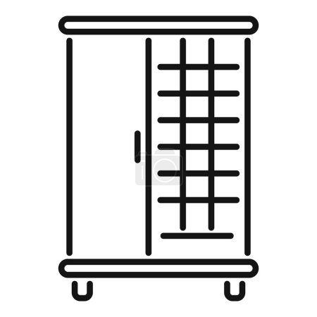 Sleek and modern minimalist wardrobe line icon design for fashion and interior organization with black and white drawing and editable stroke
