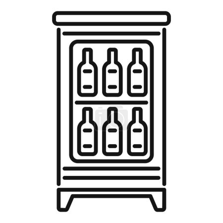 Illustration for Black and white line art of a wine cooler, simple minimalist design for iconography and appliances - Royalty Free Image