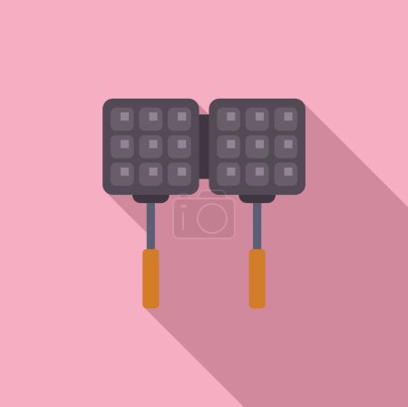 Flat design vector of waffle makers with wooden handles, ideal for culinary graphics
