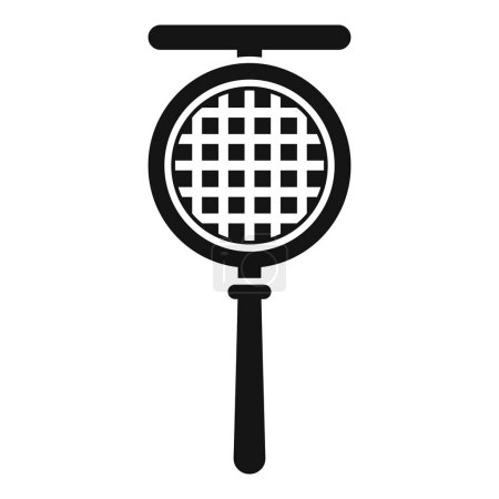 Illustration for Black silhouette of a tennis racket with grid pattern on white background, ideal for sports icons - Royalty Free Image