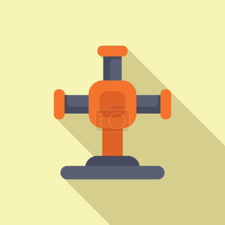 Minimalist flat design icon of a bench vice in orange with shadow on a yellow background
