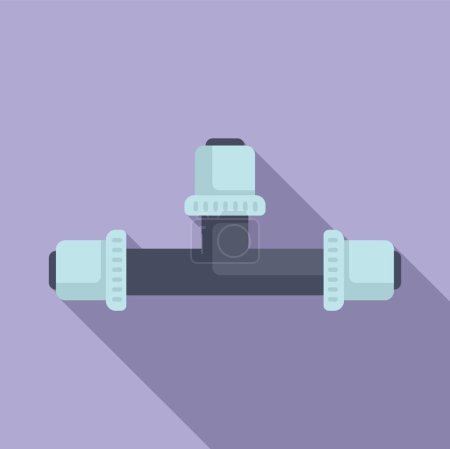 Ilustración de Ilustración vectorial de diseño plano de una tubería gris con válvulas, aislada sobre un telón de fondo púrpura - Imagen libre de derechos