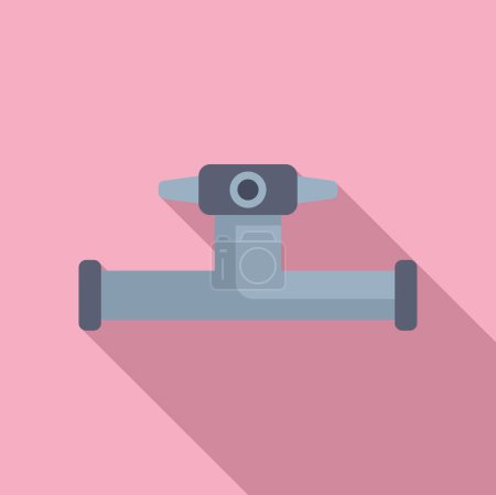 Vector illustration of a stylized pipeline valve icon on a pink background