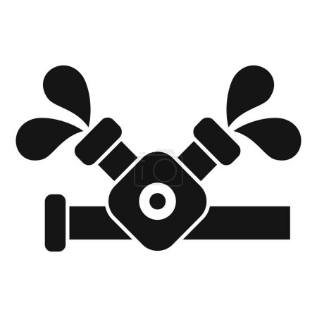 Vektor-Illustration eines Klempnersymbols mit zwei gekreuzten Schlüsseln über einem Rohr auf weißem Hintergrund
