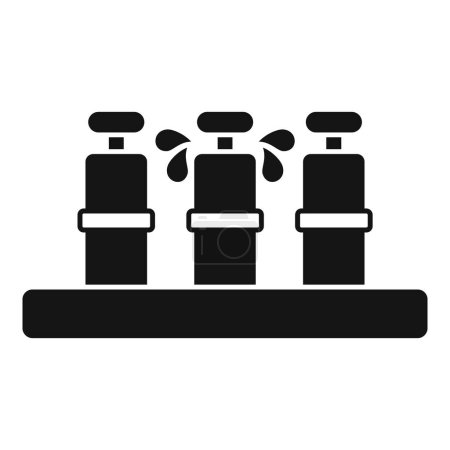 Simple silhouette noire de trois robinets de bière sur un bar, idéal pour les icônes ou la signalisation