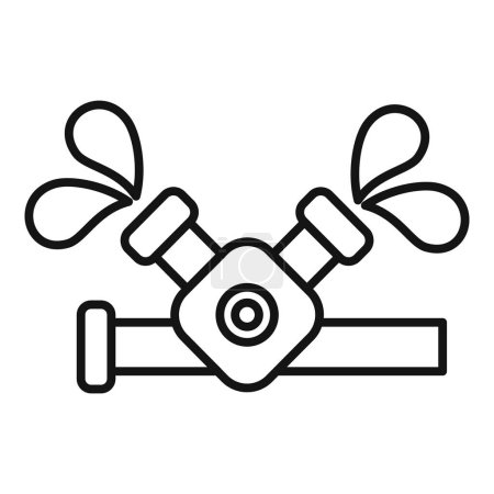 Schwarz-weißes Vektorsymbol eines gekreuzten Klempnerschlüssels mit Wassertropfen