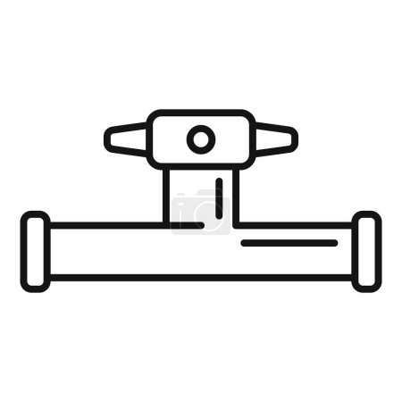 Ilustración de Icono vectorial blanco y negro simplificado de una tubería con válvulas, adecuado para diseños industriales - Imagen libre de derechos
