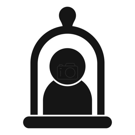 Illustration for Graphic of a human figure shielded inside a minimalistic bubble - Royalty Free Image