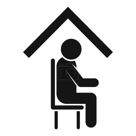 Icône de séjour à la maison, une simple illustration vectorielle d'une personne assise à l'intérieur pour l'égoïsme et la sécurité en quarantaine pendant la pandémie de coronavirus covid19. Politique de confinement solitaire