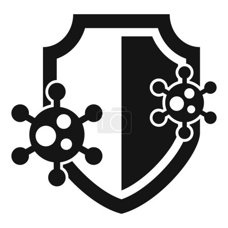 Concepto de escudo de protección contra virus, símbolo de defensa de la salud e icono de seguridad inmune para la prevención de infecciones y atención de enfermedades pandémicas en el bloqueo público de antivirus médicos y barrera de seguridad contra el corón