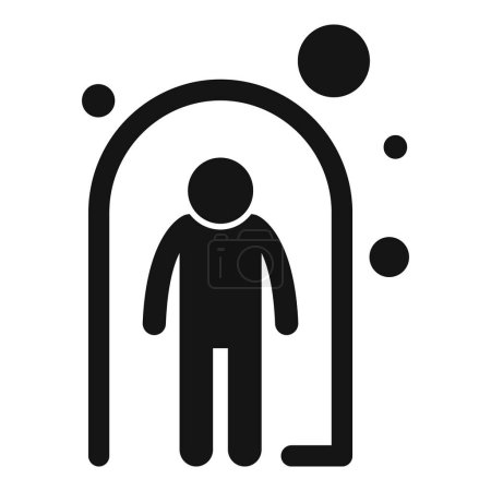 Grafisches Symbol mit einer Person, die von einer schützenden Blase oder einem Schutzschild umgeben ist