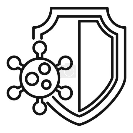 Einfaches und minimalistisches Virenschutzschild-Symbol als symbolische Darstellung von Antivirus und Gesundheitssicherheit für die öffentliche Immunabwehr gegen biologische Gefahren und Infektionsprävention